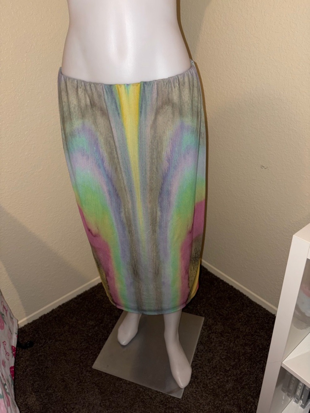 AFRM Multicolor Pastel Tie-Dye Midi Skirt